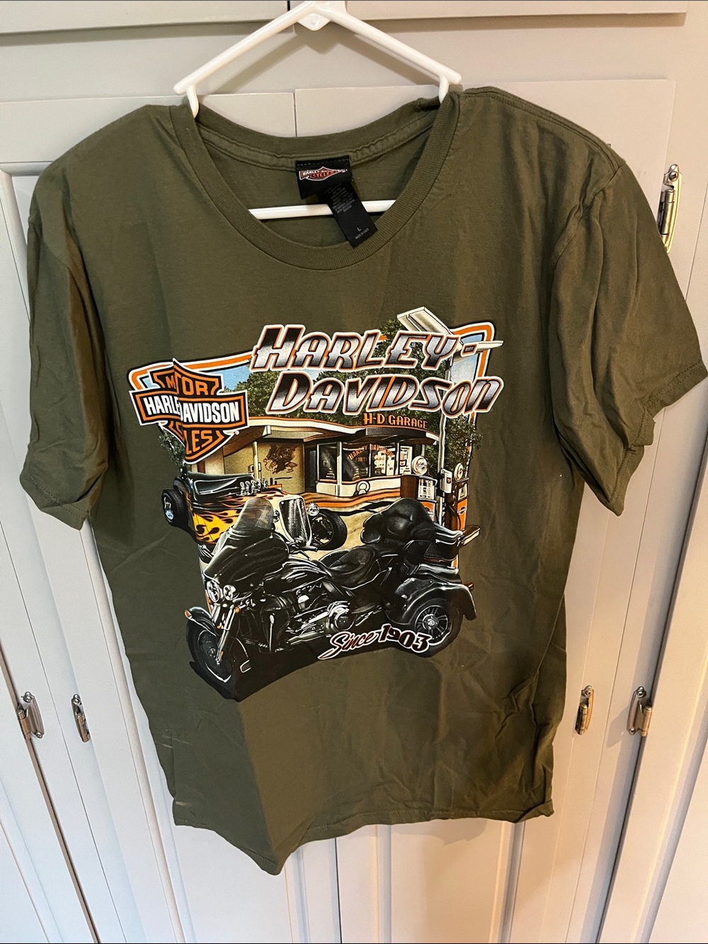Harley-Davidson New Smyrna Beach Florida, Olive Green Motorcycle Tee, large